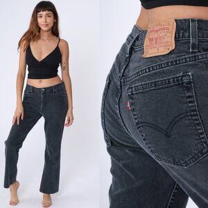 Levi's Jeans Signature Fit Lowrise Bootcut Black Vintage Wash Retro SZ 14/16